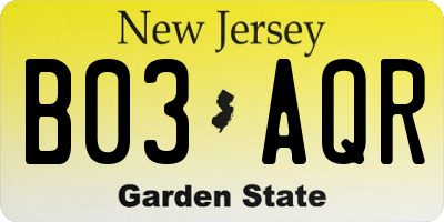NJ license plate B03AQR