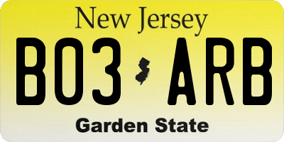 NJ license plate B03ARB