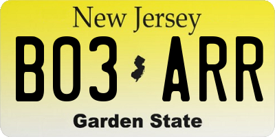 NJ license plate B03ARR