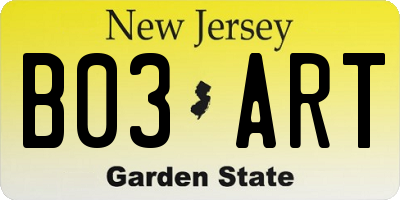 NJ license plate B03ART