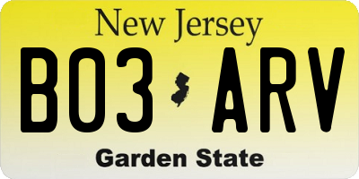 NJ license plate B03ARV