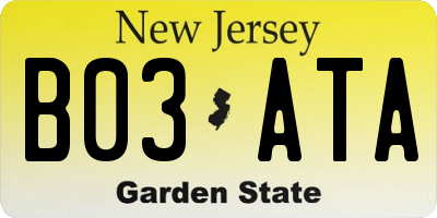 NJ license plate B03ATA