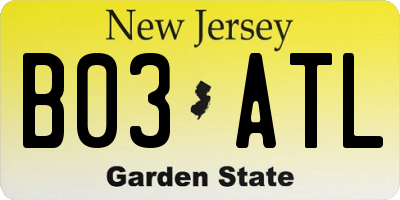 NJ license plate B03ATL