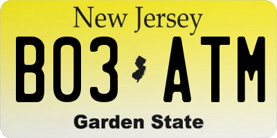 NJ license plate B03ATM
