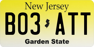 NJ license plate B03ATT