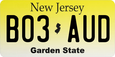 NJ license plate B03AUD