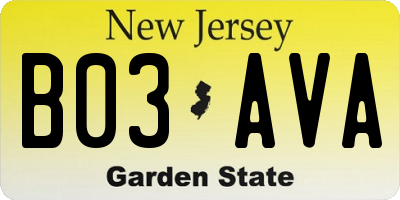 NJ license plate B03AVA