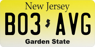 NJ license plate B03AVG