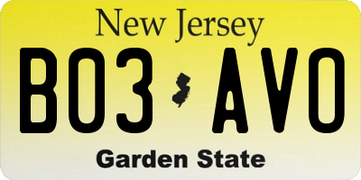 NJ license plate B03AVO