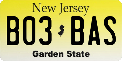 NJ license plate B03BAS