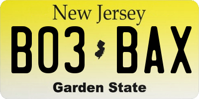NJ license plate B03BAX