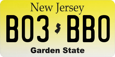 NJ license plate B03BBO