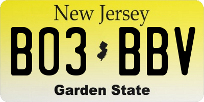 NJ license plate B03BBV