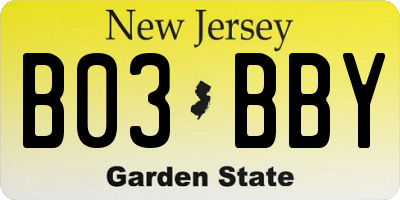 NJ license plate B03BBY