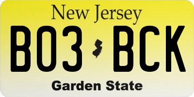 NJ license plate B03BCK