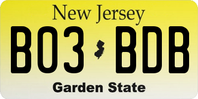NJ license plate B03BDB