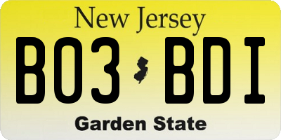 NJ license plate B03BDI