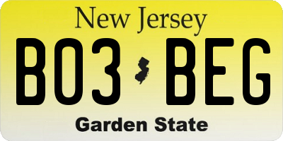 NJ license plate B03BEG