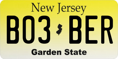 NJ license plate B03BER