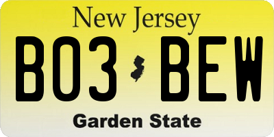NJ license plate B03BEW