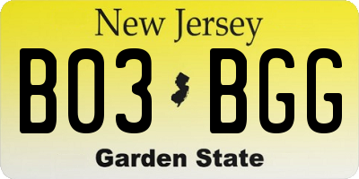 NJ license plate B03BGG