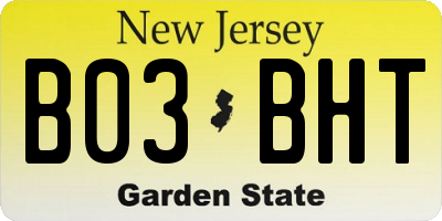 NJ license plate B03BHT
