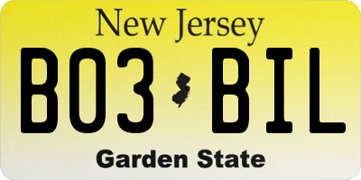 NJ license plate B03BIL