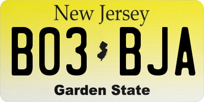 NJ license plate B03BJA