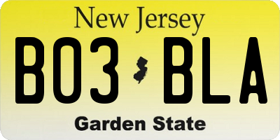 NJ license plate B03BLA