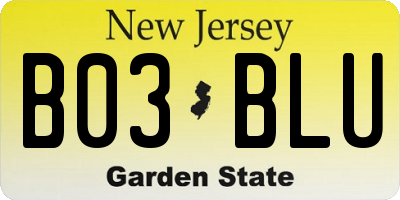 NJ license plate B03BLU