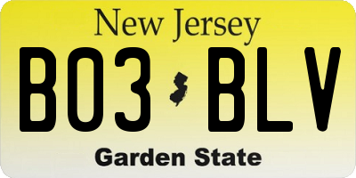 NJ license plate B03BLV