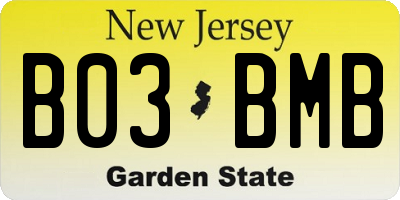 NJ license plate B03BMB