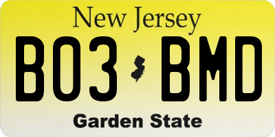 NJ license plate B03BMD