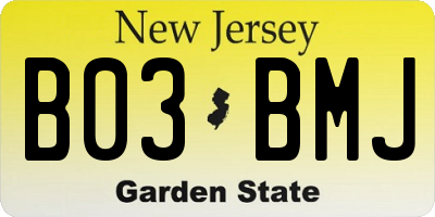 NJ license plate B03BMJ