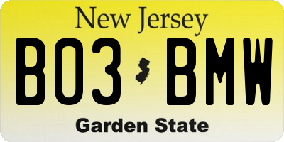 NJ license plate B03BMW