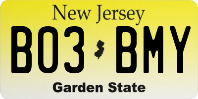 NJ license plate B03BMY