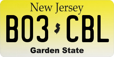 NJ license plate B03CBL
