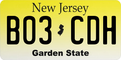 NJ license plate B03CDH