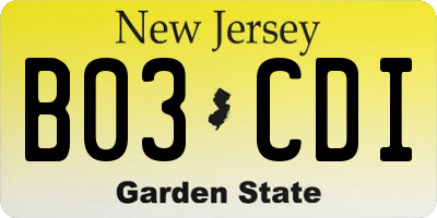 NJ license plate B03CDI