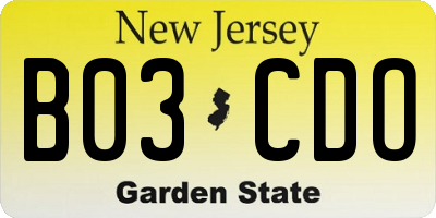 NJ license plate B03CDO
