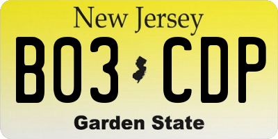 NJ license plate B03CDP