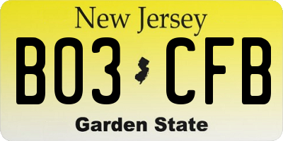 NJ license plate B03CFB