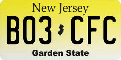 NJ license plate B03CFC