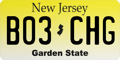 NJ license plate B03CHG