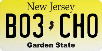 NJ license plate B03CHO