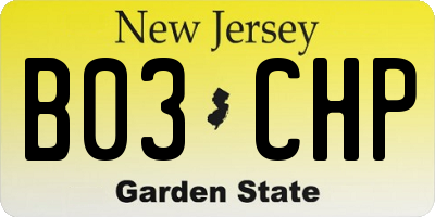 NJ license plate B03CHP