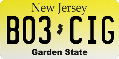 NJ license plate B03CIG