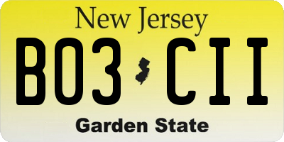 NJ license plate B03CII