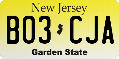 NJ license plate B03CJA