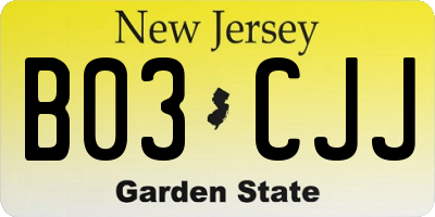 NJ license plate B03CJJ